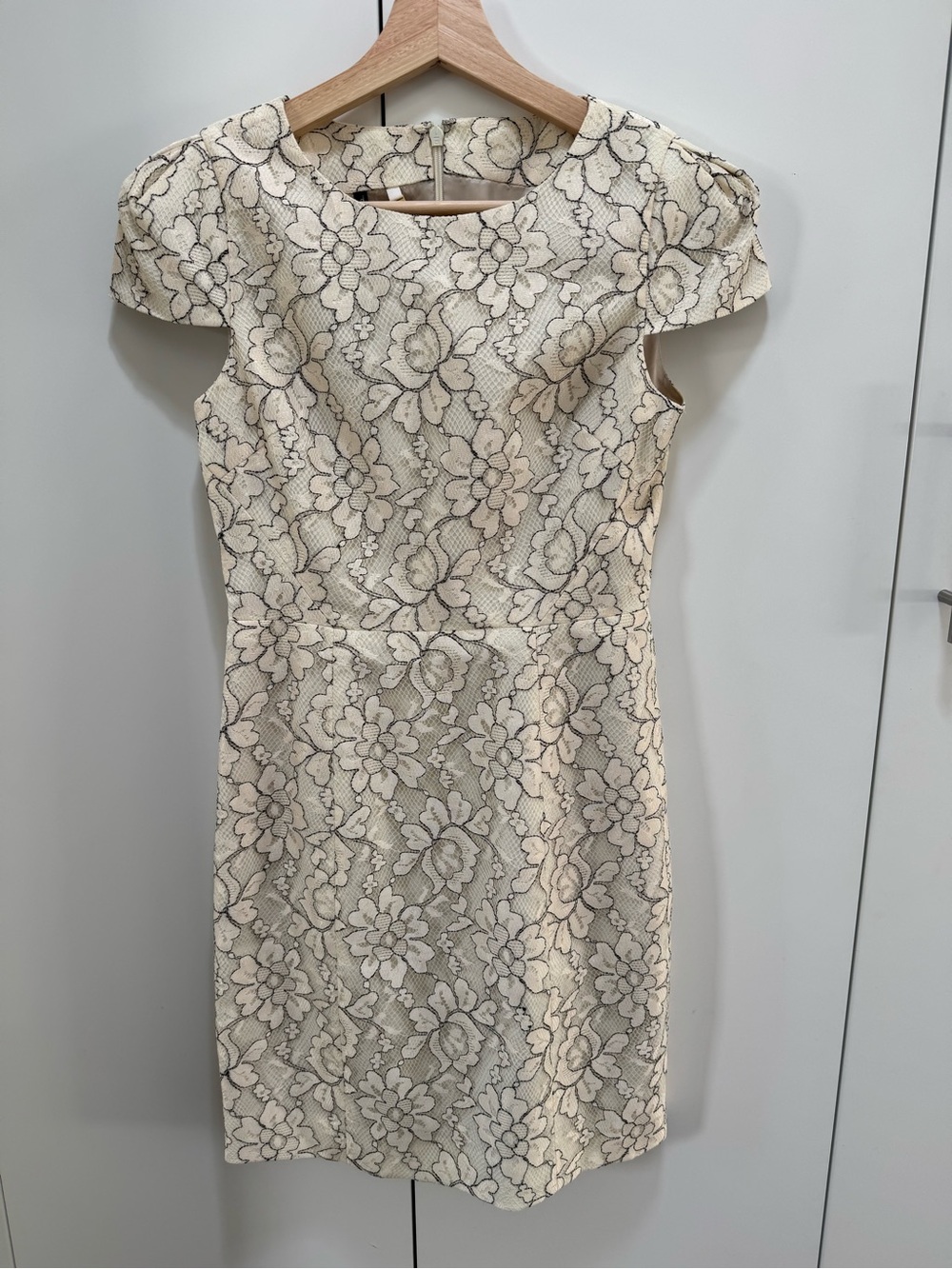 Floral Lace Cap-Sleeve Midi Dress in Cream by 4.collective